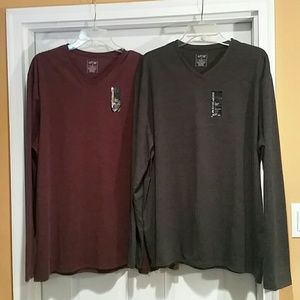 NWT (2) Apt 9 Lg Slv Vneck Performance Tees Sz XL